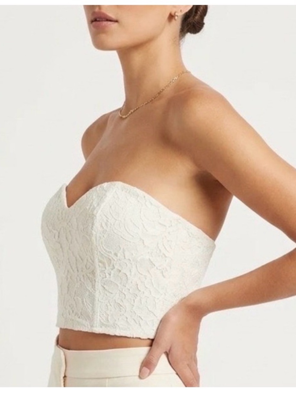 Naked Wardrobe White Floral Printed Bustier Top